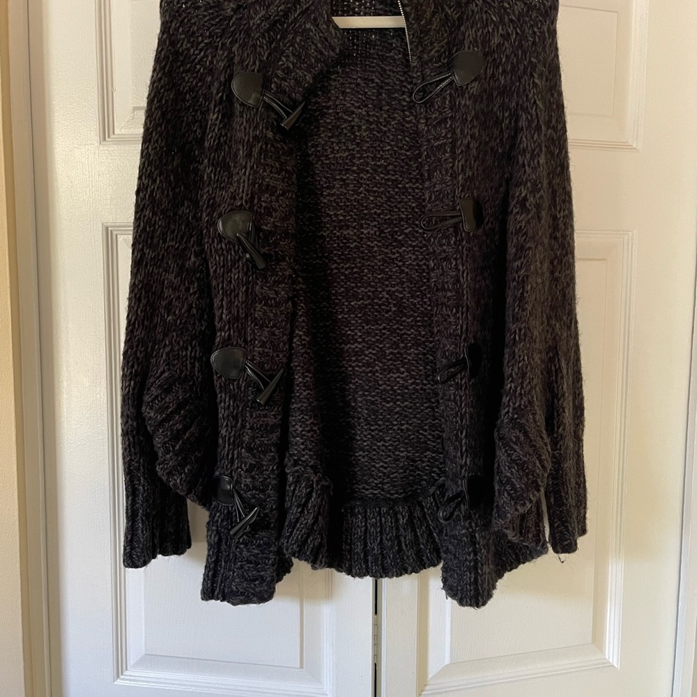 Michael Kors Charcoal Toggle Poncho Cardigan